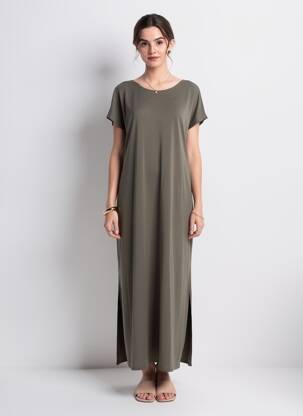 Rochie lungă mâneci scurte mâneci scurte verde GRACE & MILA femeie