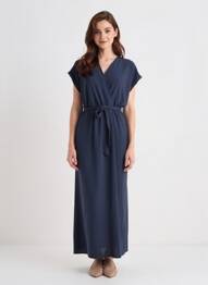 Rochie lungă mâneci scurte mâneci scurte albastru GRACE & MILA femeie