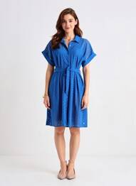 Rochie midi mâneci scurte mâneci scurte albastru FREEMAN T.PORTER femeie