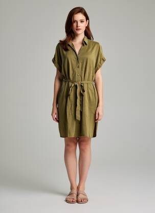 Rochie midi mâneci scurte mâneci scurte verde FREEMAN T.PORTER femeie