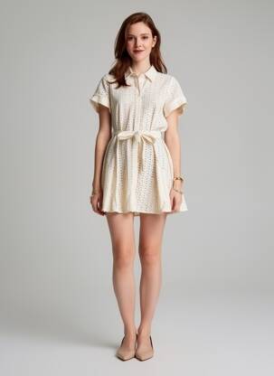 Rochie scurtă mâneci scurte mâneci scurte bej GRACE & MILA femeie