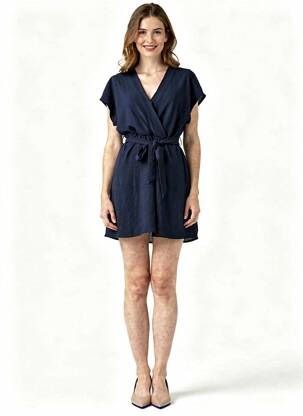 Rochie scurtă mâneci scurte mâneci scurte albastru GRACE & MILA femeie