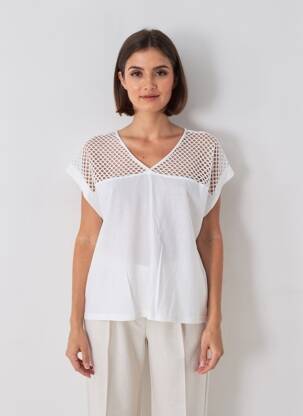 Tricou croială dreaptă mâneci scurte alb FREEMAN T.PORTER femeie