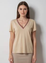 Tricou croială dreaptă mâneci scurte bej FREEMAN T.PORTER femeie