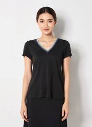 Tricou croială dreaptă mâneci scurte negru FREEMAN T.PORTER femeie