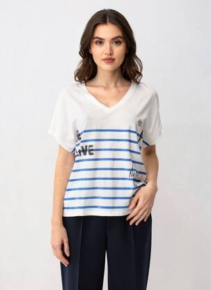 Tricou croială dreaptă mâneci scurte alb FREEMAN T.PORTER femeie