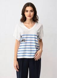 Tricou croială dreaptă mâneci scurte alb FREEMAN T.PORTER femeie