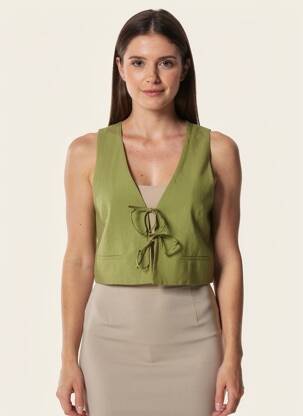 Vestă fără mâneci croială dreaptă verde GRACE & MILA femeie