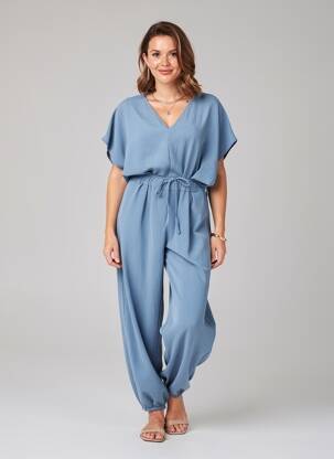 Salopetă-pantalon mâneci scurte mâneci scurte albastru QUATRE VINGT JOURS femeie