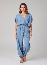Salopetă-pantalon mâneci scurte mâneci scurte albastru QUATRE VINGT JOURS femeie
