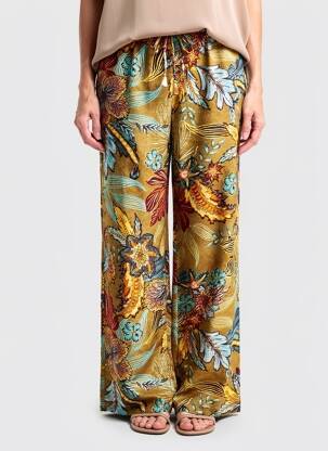 Pantalon drept talie elastică verde PAKO LITTO femeie