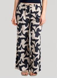 Pantalon drept talie elastică albastru GRACE & MILA femeie