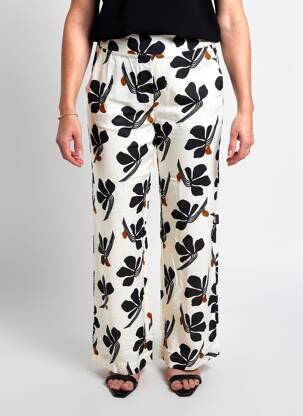 Pantalon drept talie elastică bej QUATRE VINGT JOURS femeie