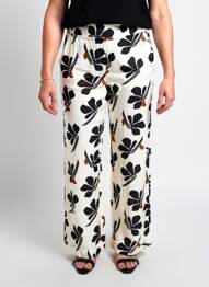 Pantalon drept talie elastică bej QUATRE VINGT JOURS femeie