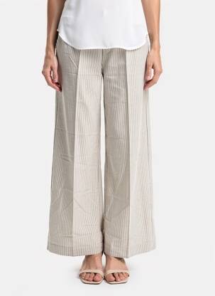 Pantalon evazat talie elastică bej GRACE & MILA femeie