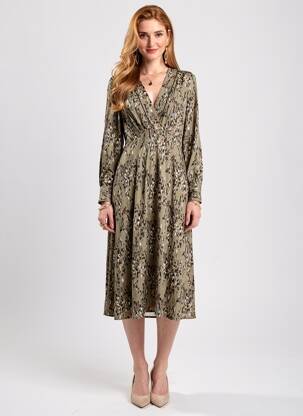 Rochie midi mâneci lungi mâneci lungi verde LOLA ESPELETA femeie
