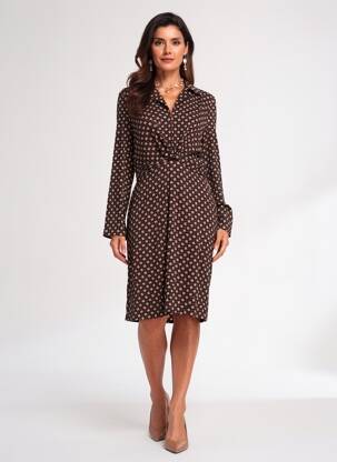 Rochie midi imprimeu fantezie mâneci lungi negru SURKANA femeie