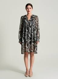 Rochie scurtă croială fluidă mâneci lungi negru LOLA ESPELETA femeie