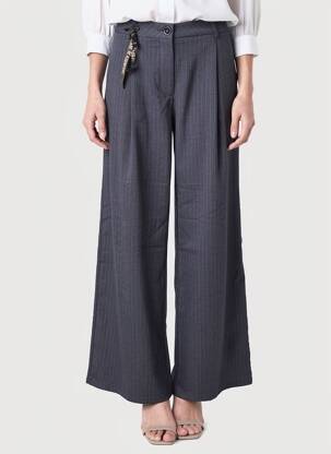 Pantalon larg închidere cu fermoar sub clapetă cu nasturi mărime normală albastru ZHRILL femeie