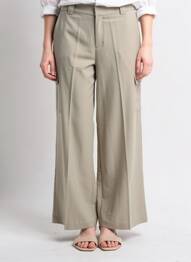 Pantalon larg țesătură poplin mărime normală verde GRACE & MILA femeie