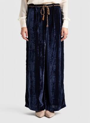 Pantalon larg buzunare mărime normală albastru PLEASE femeie