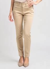 Pantalon slim țesătură poplin mărime normală bej SALSA femeie