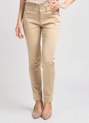 Pantalon slim țesătură poplin mărime normală bej SALSA femeie