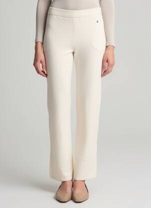 Pantalon drept talie elastică mărime normală bej PLEASE femeie