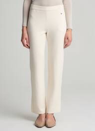 Pantalon drept talie elastică mărime normală bej PLEASE femeie