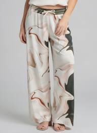 Pantalon larg țesătură poplin mărime normală bej PLEASE femeie
