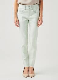 Pantalon slim țesătură poplin mărime normală verde TIFFOSI femeie