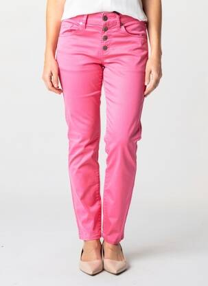 Pantalon slim țesătură poplin mărime normală roz PLEASE femeie