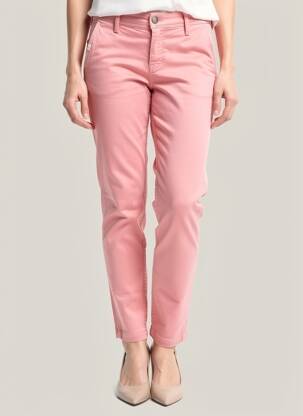 Pantalon chino țesătură poplin mărime normală roz TEDDY SMITH femeie