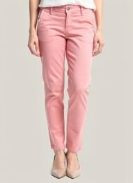 Pantalon chino țesătură poplin mărime normală roz TEDDY SMITH femeie
