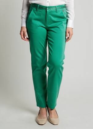 Pantalon chino închidere cu fermoar sub clapetă cu nasturi mărime normală verde FREEMAN T.PORTER femeie