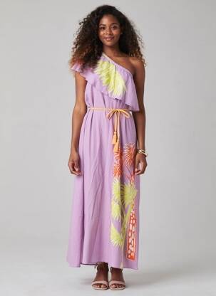 Rochie lungă mâneci scurte mâneci scurte violet POM AMSTERDAM femeie