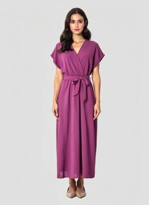 Rochie lungă mâneci scurte mâneci scurte violet GRACE & MILA femeie
