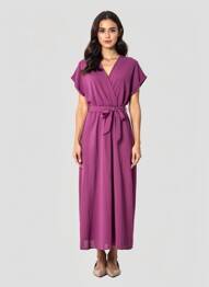 Rochie lungă mâneci scurte mâneci scurte violet GRACE & MILA femeie