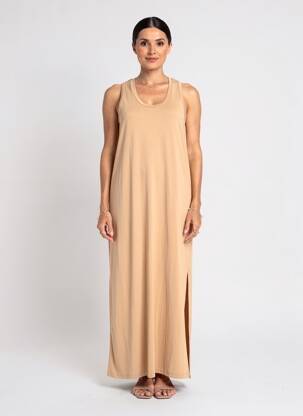Rochie lungă fără mâneci fără mâneci bej PAKO LITTO femeie