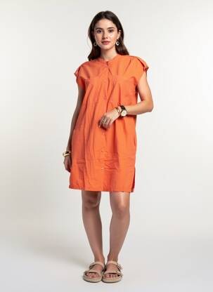 Rochie scurtă mâneci scurte mâneci scurte portocaliu SESSUN femeie