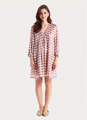 Rochie scurtă croială fluidă mâneci 3/4 portocaliu FREEMAN T.PORTER femeie