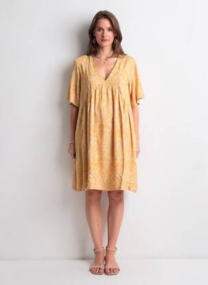 Rochie scurtă croială fluidă mâneci scurte portocalie GRACE & MILA femeie