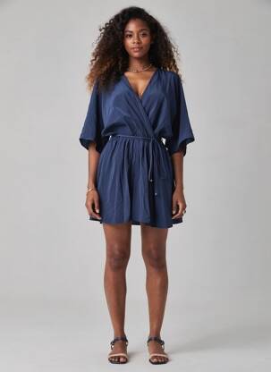 Rochie scurtă mâneci 3/4 mâneci 3/4 albastru PLEASE femeie