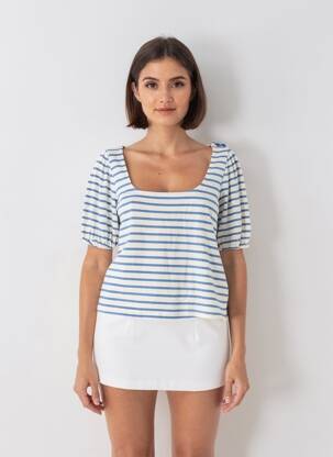 Tricou mâneci 3/4 mâneci 3/4 albastru GRACE & MILA femeie