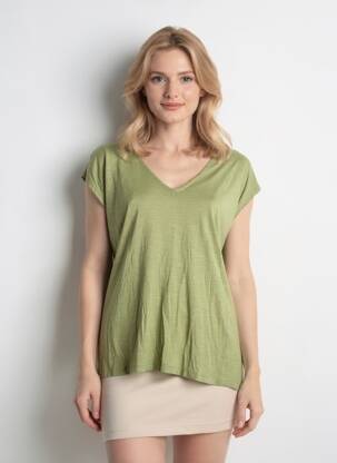 Tricou guler în v mâneci scurte verde TIFFOSI femeie