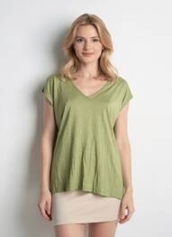 Tricou guler în v mâneci scurte verde TIFFOSI femeie
