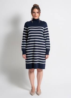 Rochie pulover elasticitate mâneci lungi albastru BREIZH ANGEL femeie