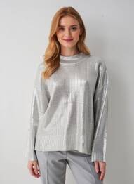 Pulover croială cambrată mâneci lungi argintiu COMPAÑIA FANTASTICA femeie