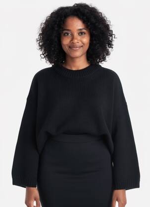 Pulover elasticitate mâneci lungi negru CHATTAWAK femeie