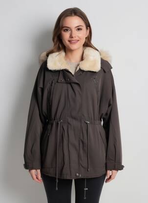 Parka mâneci lungi cu glugă gri PEPE JEANS femeie